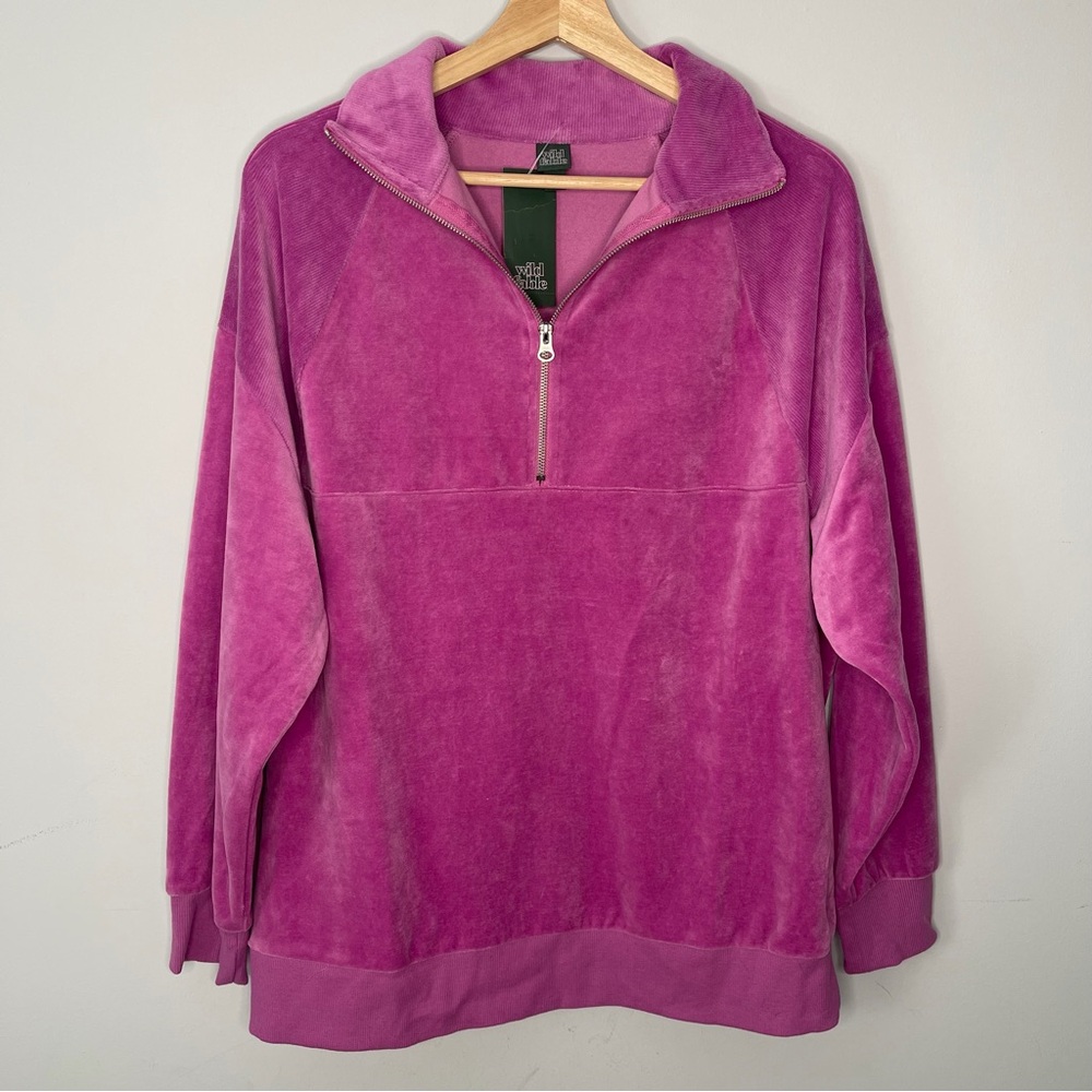 Women’s new‎ fable velour Pink Quarter-Zip Pullover size medium new
